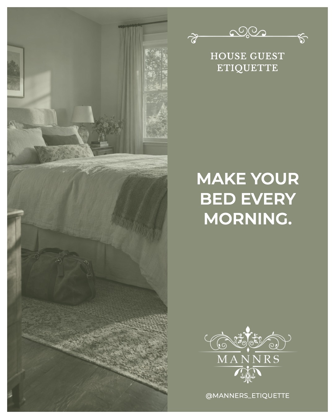 Instagram post from the House Guest series: Make your bed every morning.