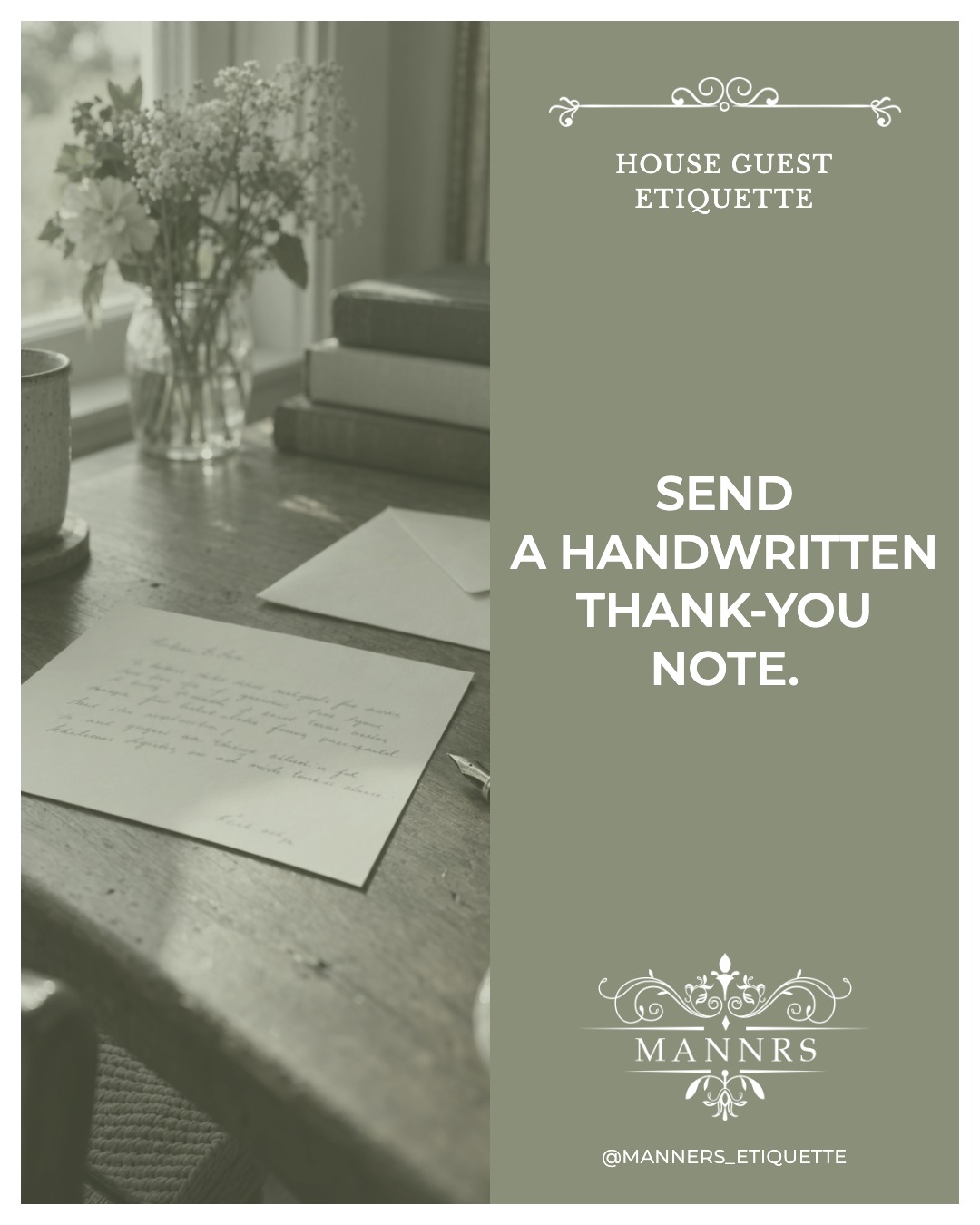Instagram post from the House Guest series: Send a handwritten thank-you note.